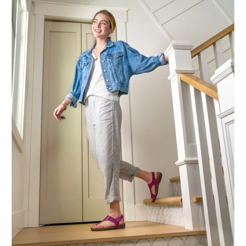 sandále Dansko 2ZJPL58 reece ženy purpurová voskovo leštená